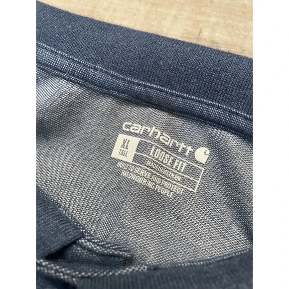 Carhartt Loose Fit Midweight Short-Sleeve Pocket Polo XL Extra Large K570 Navy - Picture 4 of 6